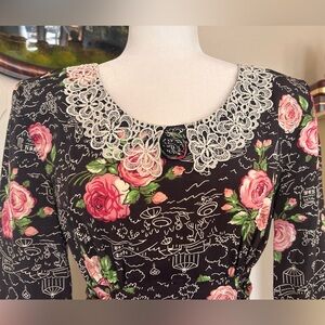 Vintage 90s Cottagecore Dress Lace Collar Romantic